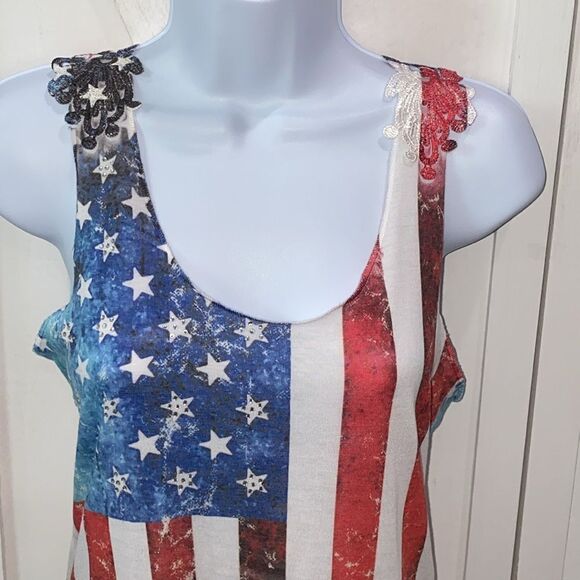 IFSE Las Vegas American Flag Lace Racerback Top Size Small - Picture 4 of 11